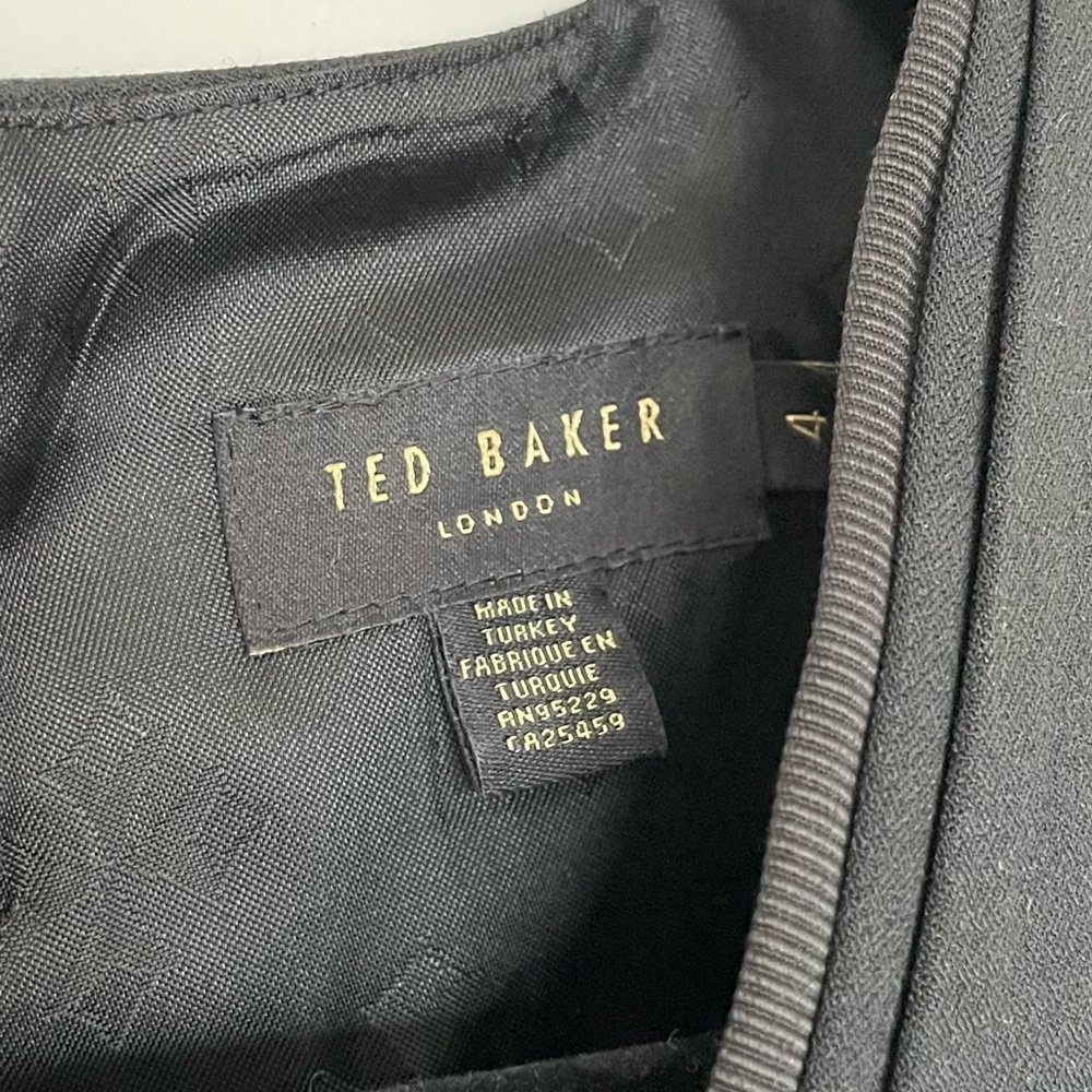 Ted Baker Saloted Sleeveless Black Wool Blend Sheath Dress - Size 4 - Picture 5 of 8